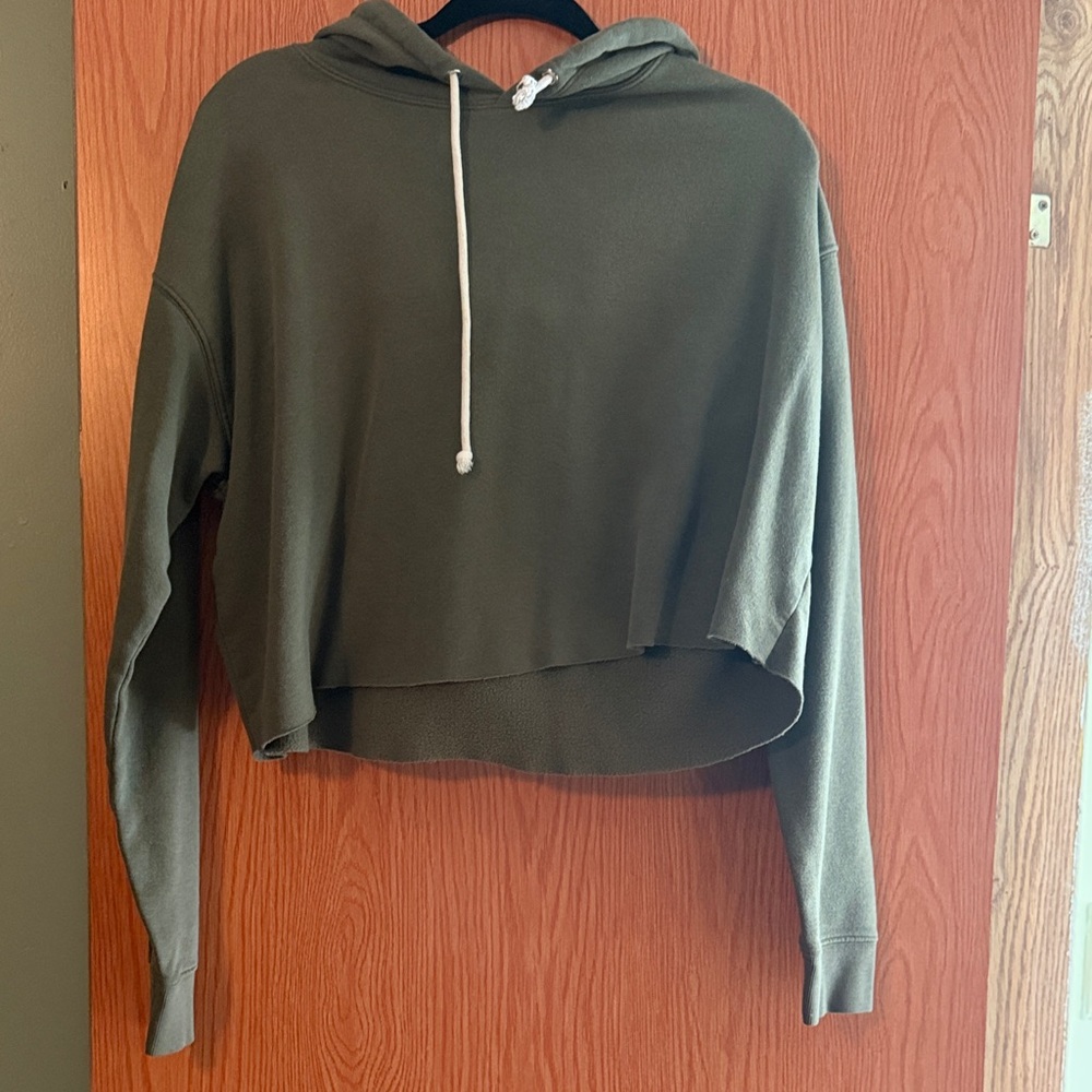 Wild Fable Army Green Cropped Hoodie